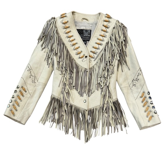Bikers Dream Apparel Jackets & Blazers - Western Leather Beaded Fringe Jacket